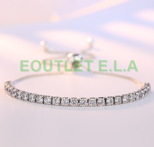Exquisite Channel CZ Silver Bracelet-up to 28cm